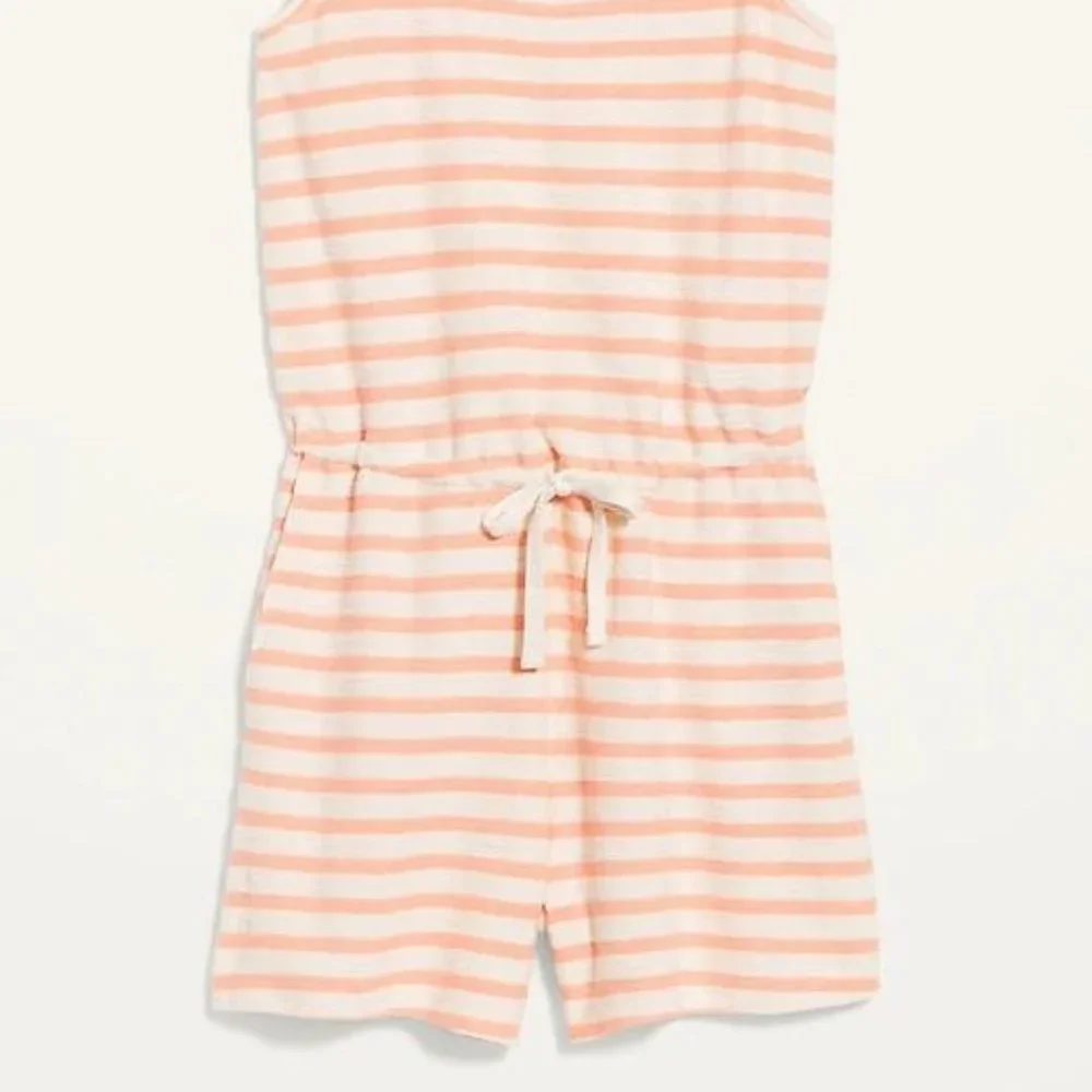 Old Navy Waist-Defined Sleeveless Striped Terry Beach Romper-- 4-inch inseam New - Picture 3 of 4